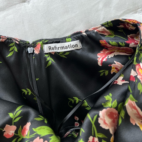 Reformation 4 Maddison Silk Halter Midi Dress Polina Black Floral - Picture 9 of 13